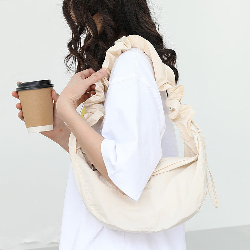 Women's Korean Leisure Artistic Pleated Nylon Dumpling Crossbody Bags