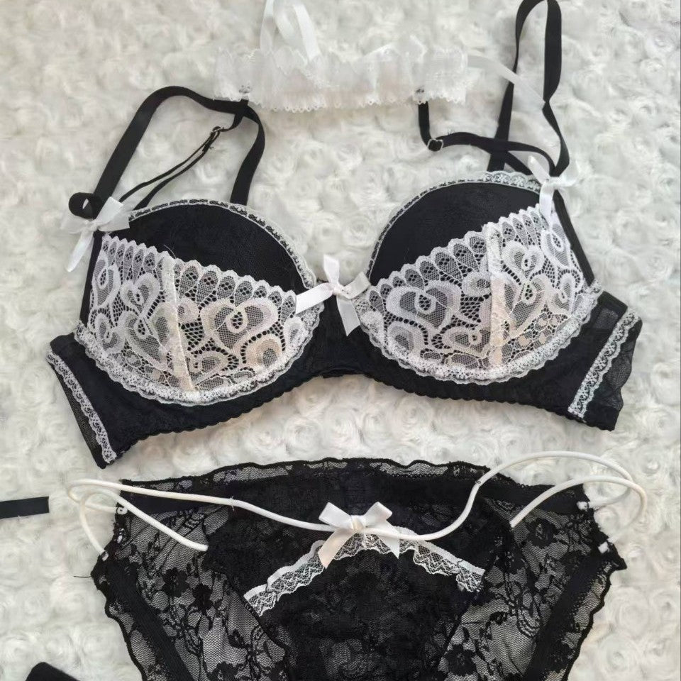 Lace Edge Support Gathering Top Thin Lingerie Sets