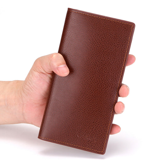 Men's Long Leather Litchi Pattern Multiple Slots Men's Wallets