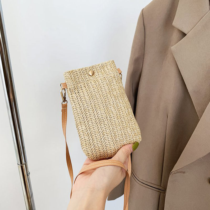 Straw Woven Mobile Female Western Style Walking Bags