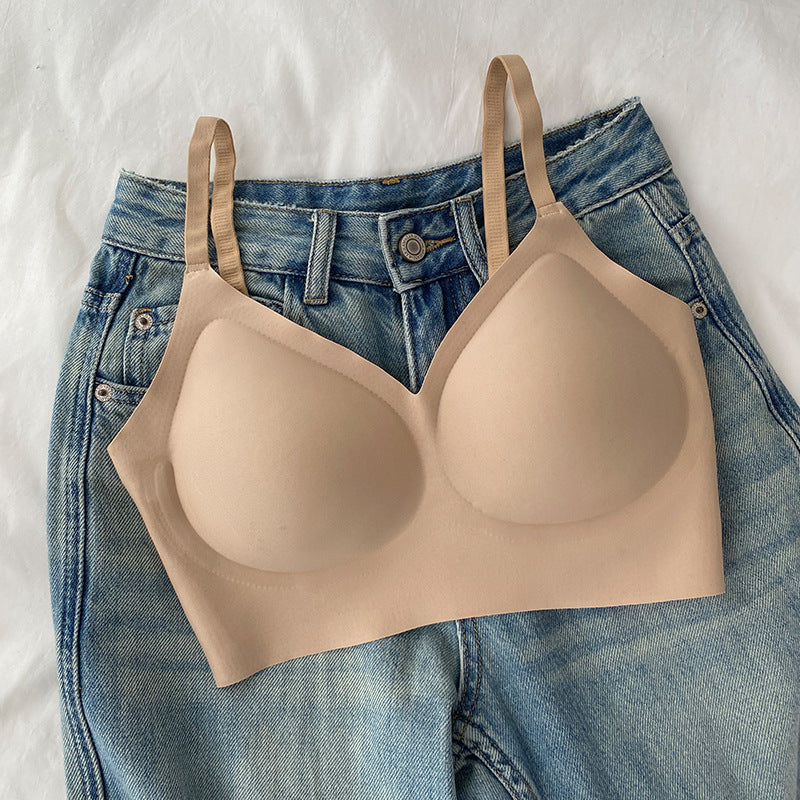 Women's Invisible Underwear Seamless Wireless Gathered Vest No Beauty Bras