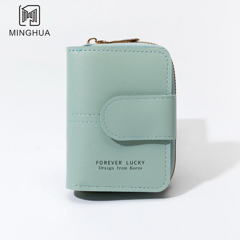 Women's Short Solid Color Summer Button Zipper Ladies Wallets