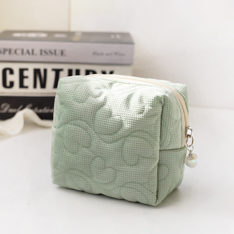 Female Korean Style Portable Heart Solid Cosmetic Bags