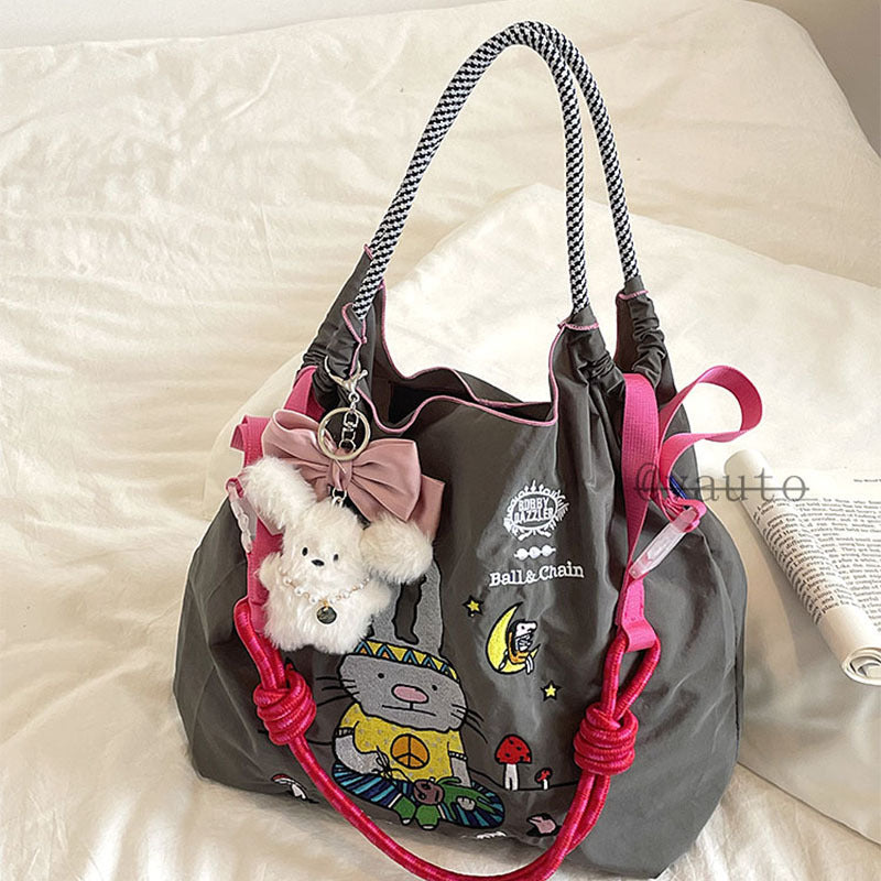 Women's Style Hair Band Rabbit Embroidery Shopping Handbags