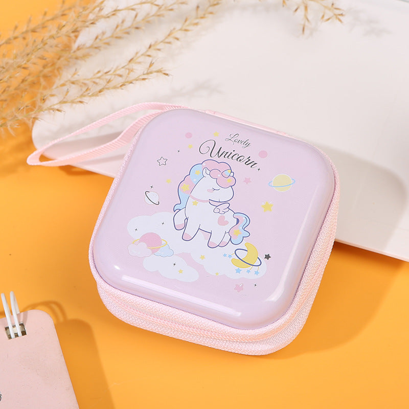 Children's Tinplate Creative Cartoon Earphone Zipper Data Cable Coin Purses