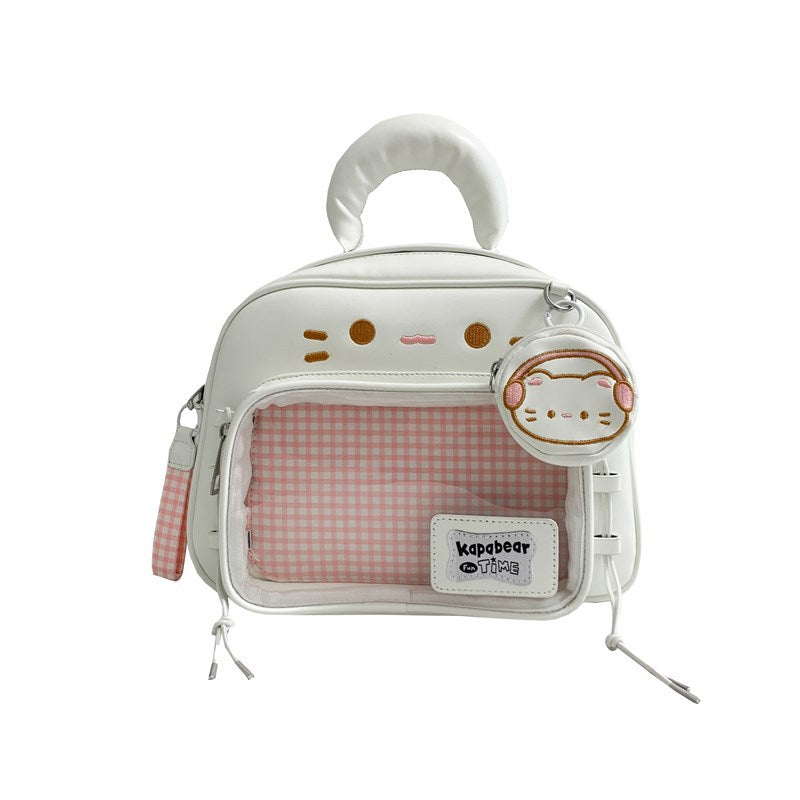 Cartoon Stylish Female Good-looking Korean White Cat Transparent Bags