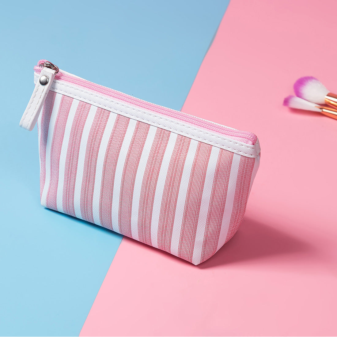 Style Wash Portable Storage Classic Striped Makeup Bag
