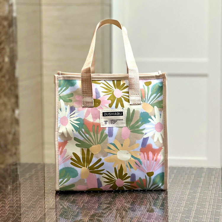 Floral Large Capacity Portable Wash Lunch Box Bags
