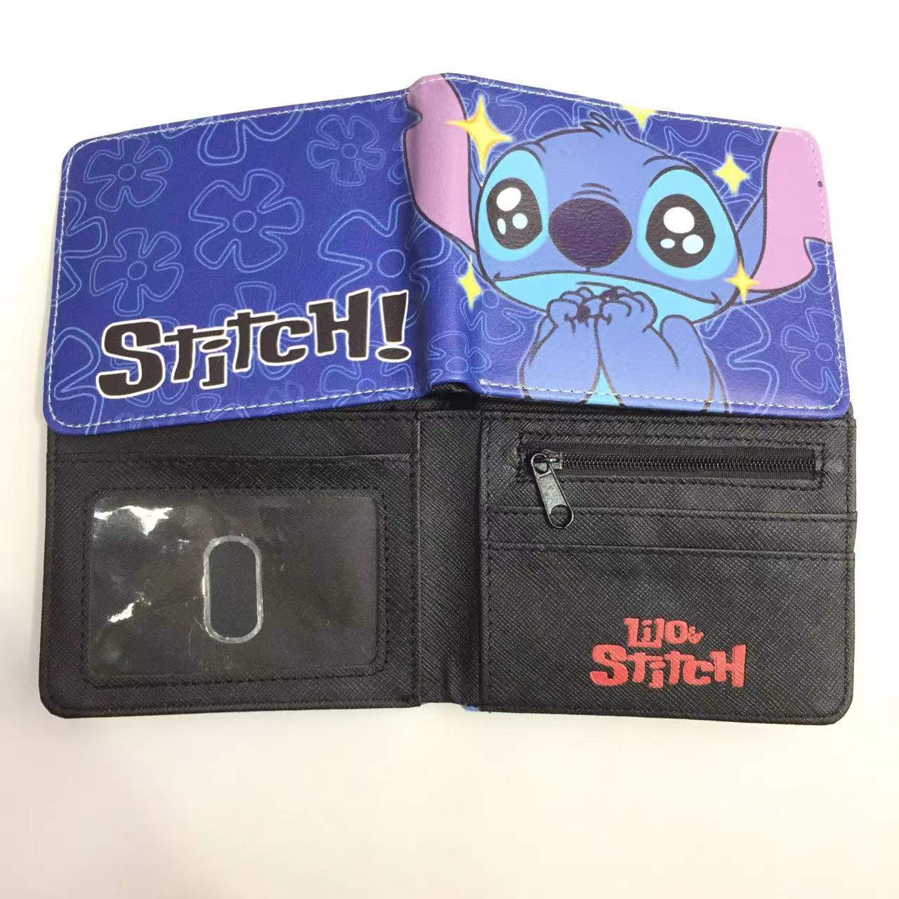 Cute Cartoon Stitch Short Anime Blue Long Ears Coin Purses