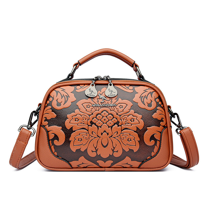 Women's Embossed Retro Stylish Personalized Mother Korean Women's Messenger Bag