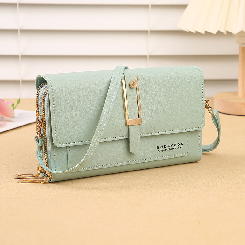 Women's Korean Stylish Versatile Zipper Solid Color Shoulder Bags