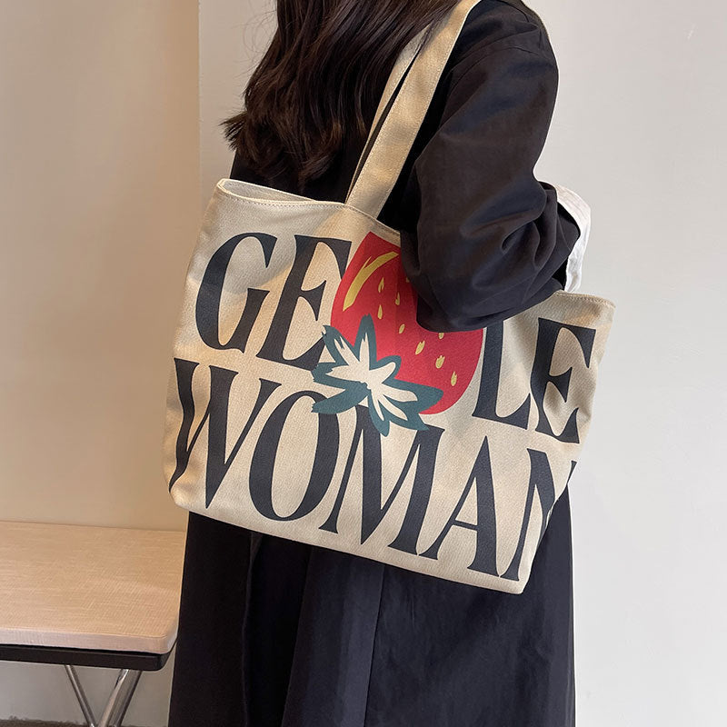 Women's Letter Canvas Large Capacity Commuter For Women's Shoulder Bag
