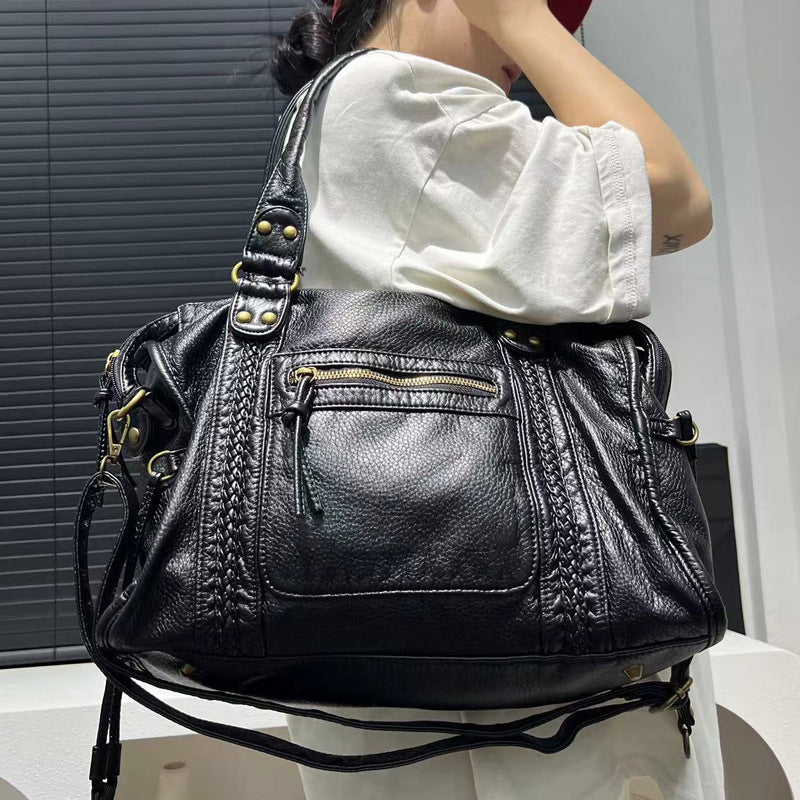 Fashion Retro Portable Washed Soft Motorcycle Large Bags