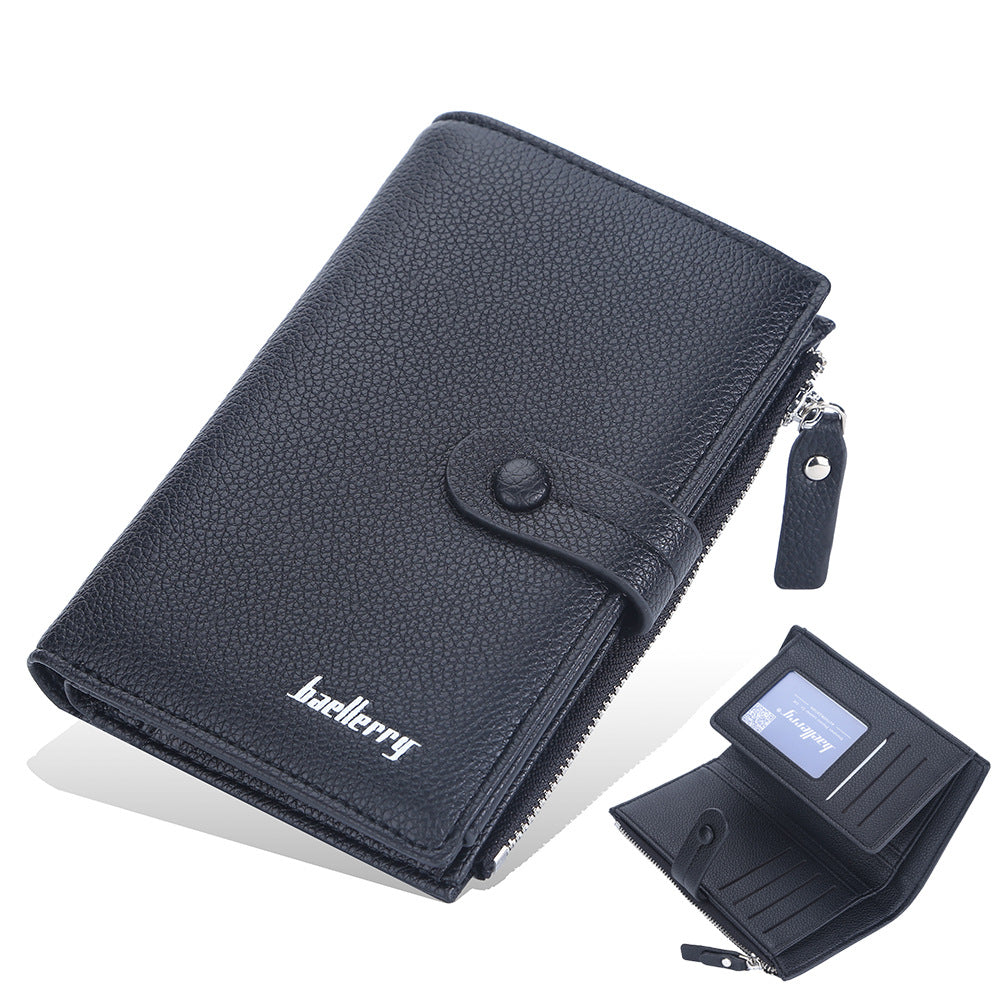 Women's Mid-length Lychee Pattern Vertical Hasp Zipper Ladies Wallet