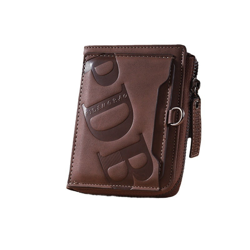 Men's Zipper Multifunctional Large Capacity Leather Printing Bags
