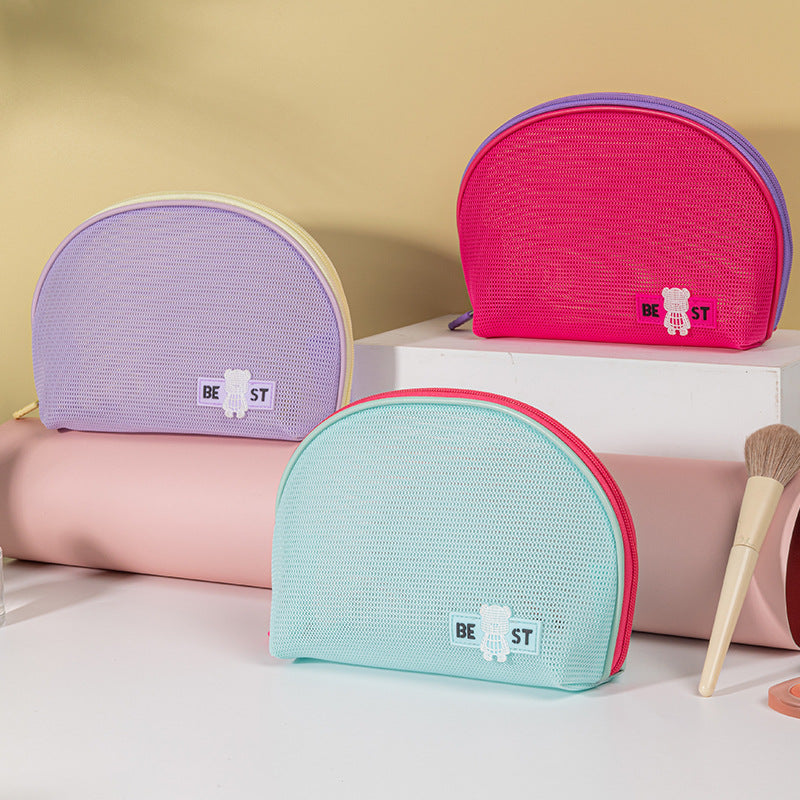 Holiday Semicircle Hand Mesh Storage Mini Large Capacity Cosmetic Bags