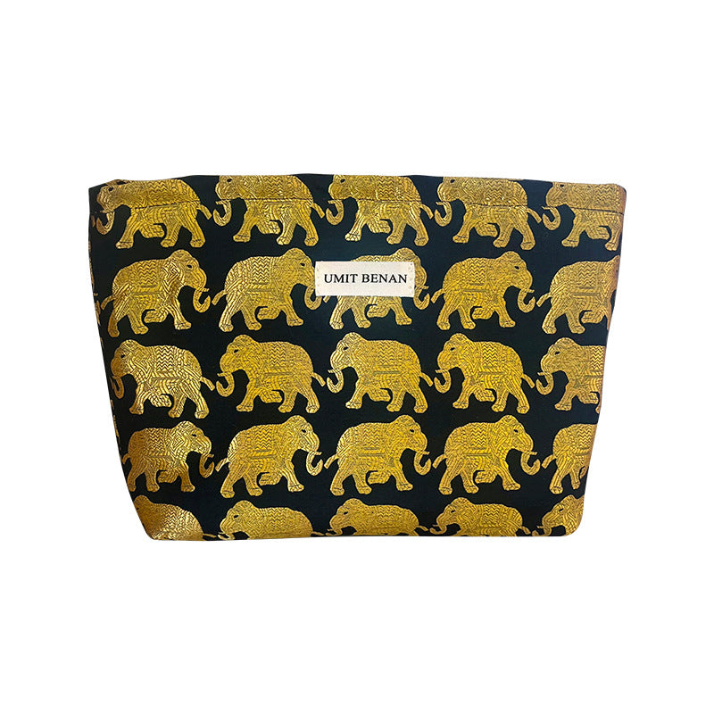 Gold Elephant Pattern Jacquard Lady's Portable Storage Large Capacity Bags