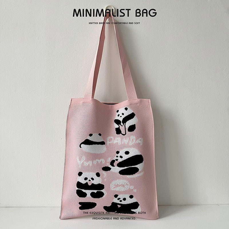 Design Cute Panda Knitted Korean Style Shoulder Bags