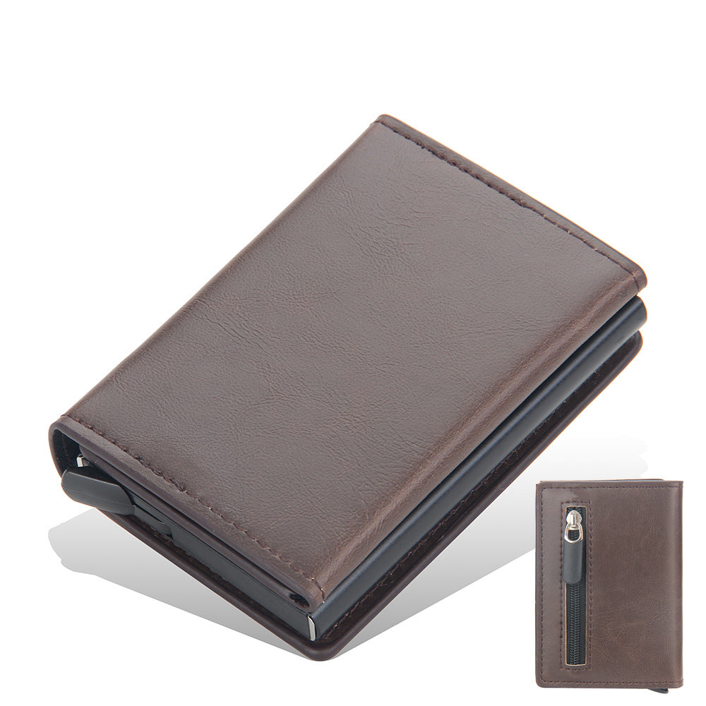 Men's Color Multiple Slots Pinball Zipper Magnetic Card Holder
