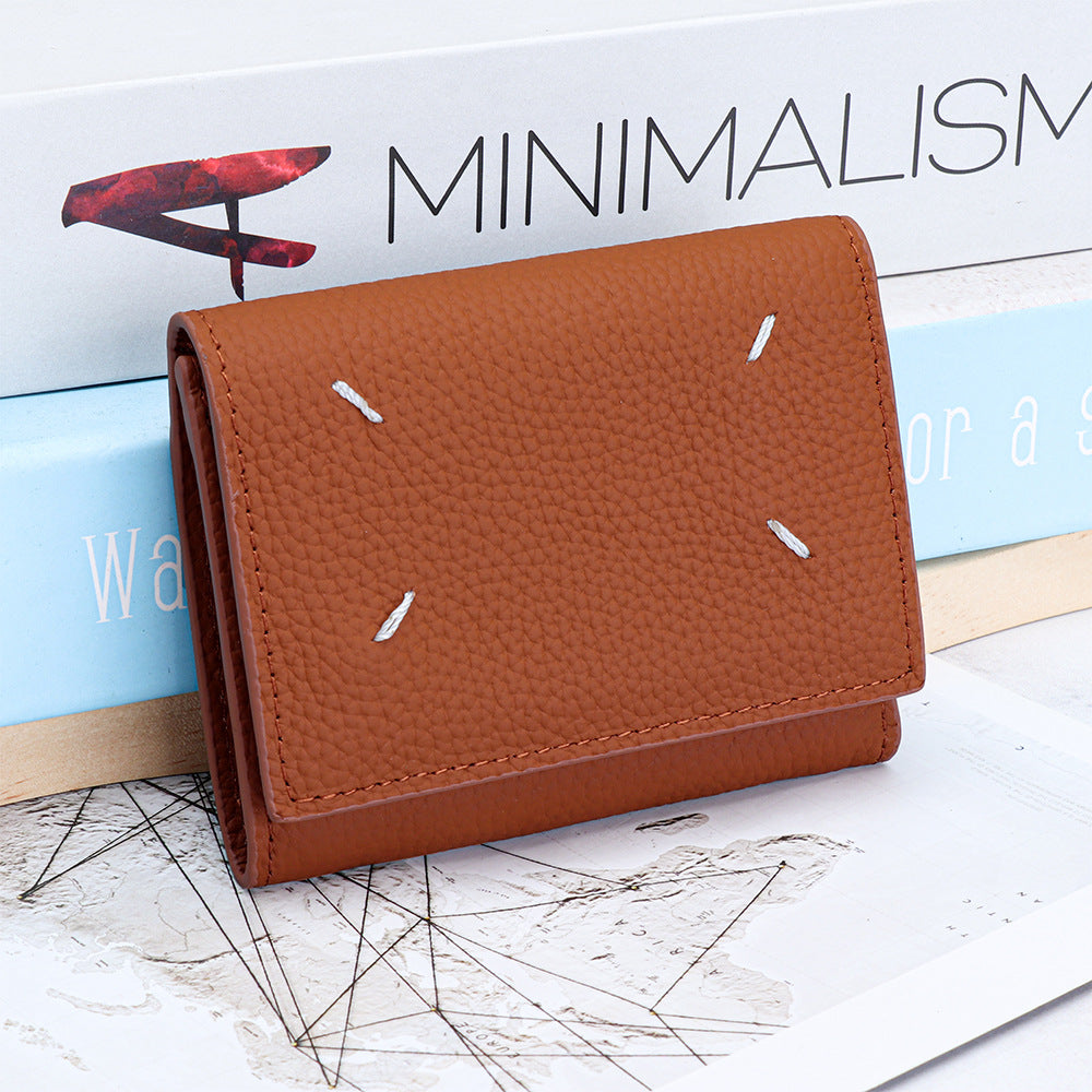 Women's Pure Cowhide Short Fashion Genuine Leather Purses