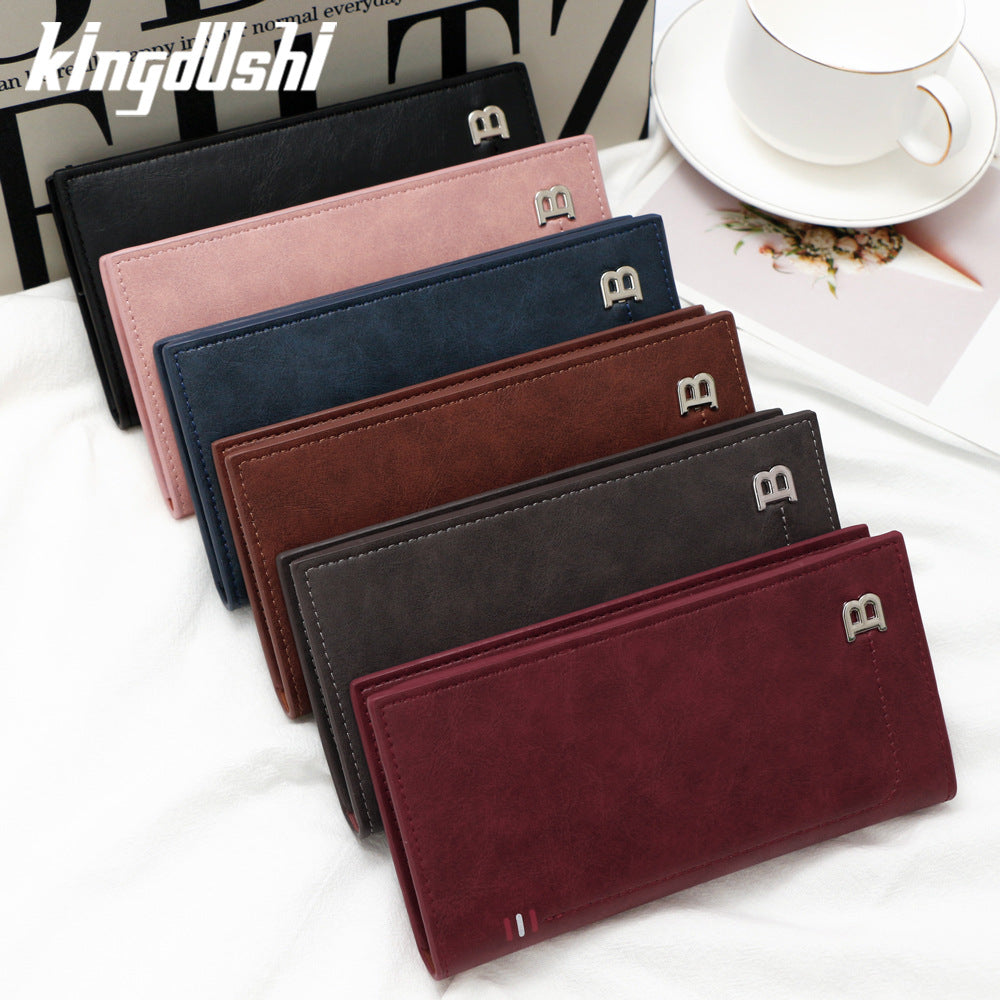Women's & Men's Fashion Mid-length Three Fold Dollar Multi Slots Men's Wallet