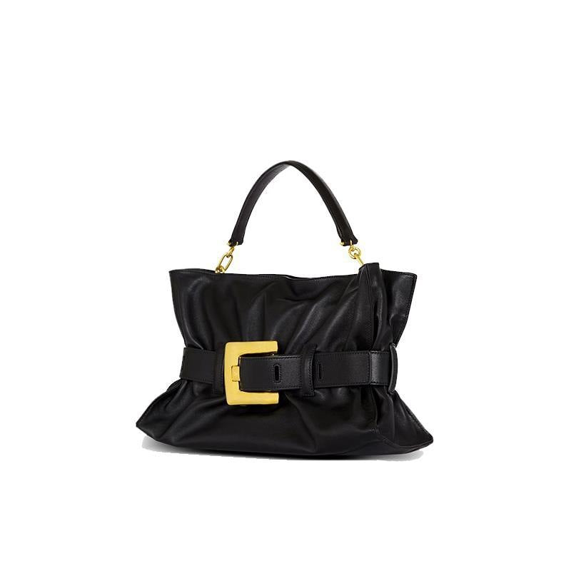 Soft Leather Cloud Crocodile Pattern High Texture Pleated Big Bags