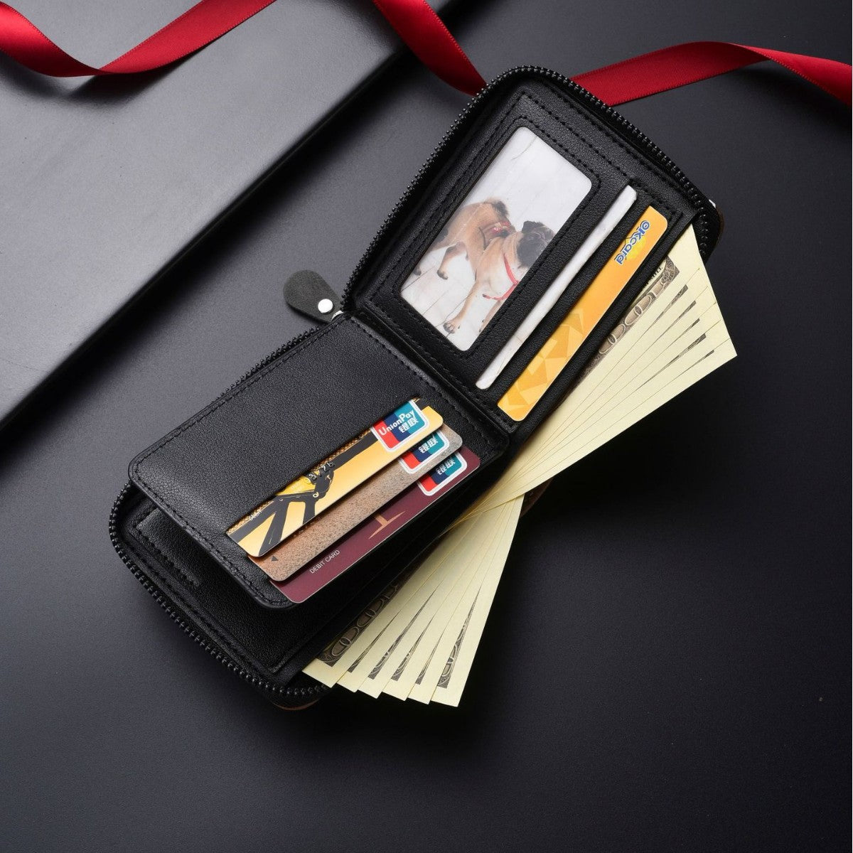 Men's Autumn Short Vintage Zipper Stitching Horizontal Men's Wallet
