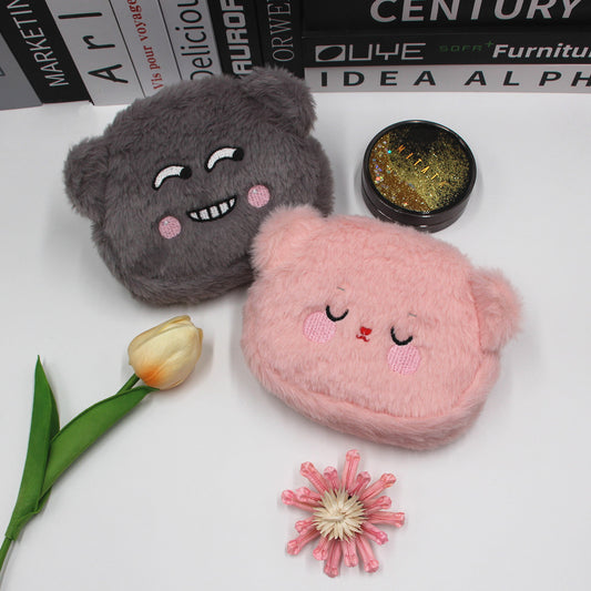 Cartoon Plush Danny Bear Sundries Storage Earphone Embroidered Coin Purses