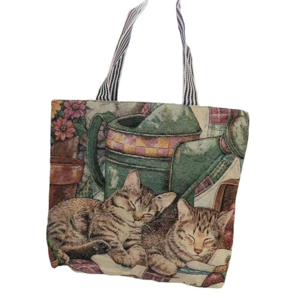 Women's Ethnic Style Canvas Large Jacquard Embroidered Elephant Versatile Shoulder Bags