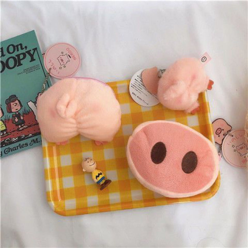 Mini Cute Pig Head Plush Heart Ladies Wallets