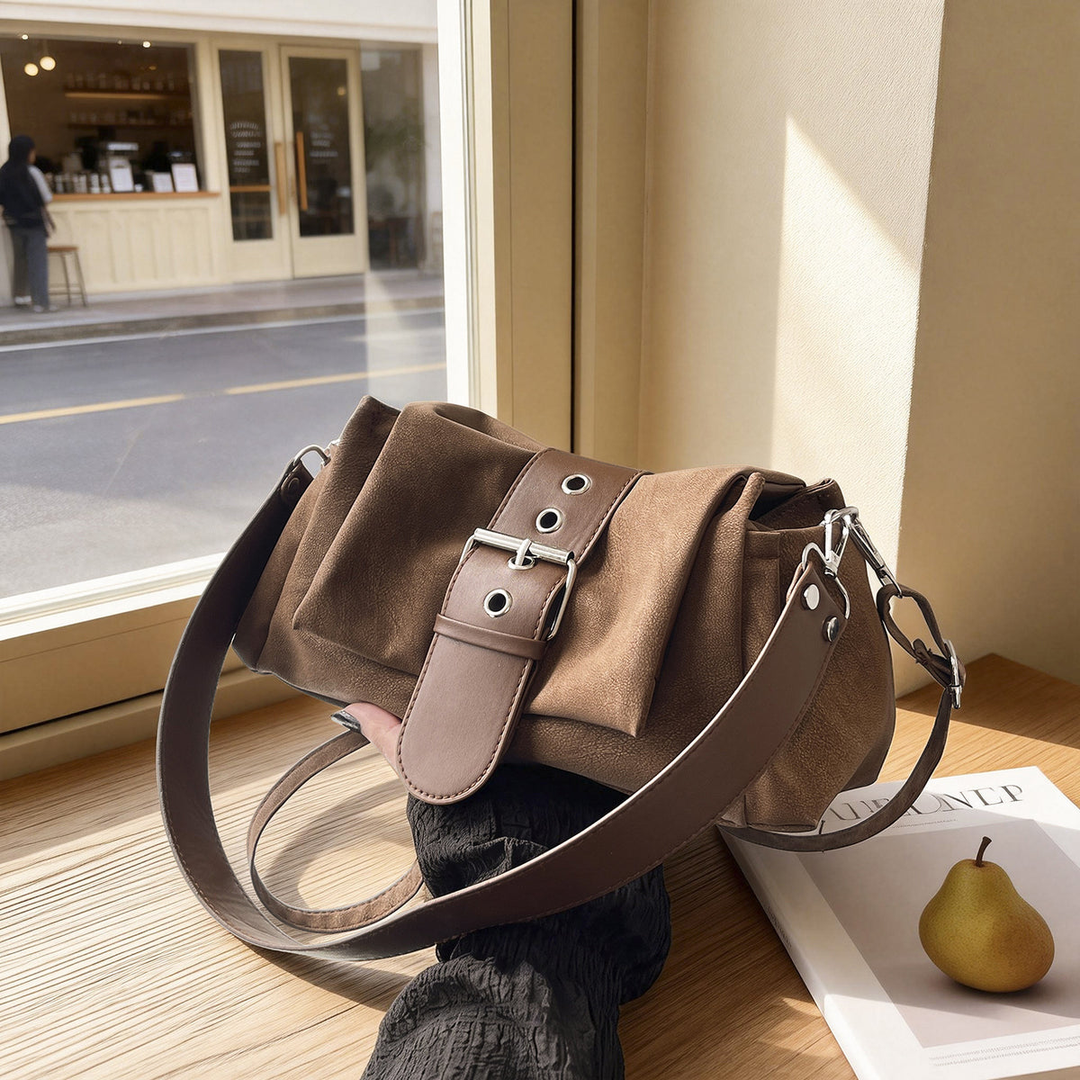 Women's Deerskin Veet Vintage Commuter Personality Trendy Women's Shoulder Bag