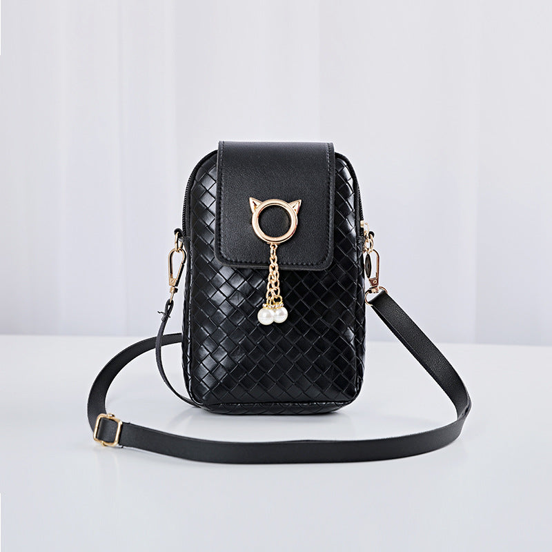 Women's Spring Fashion Woven Mini Pearl Shoulder Bags