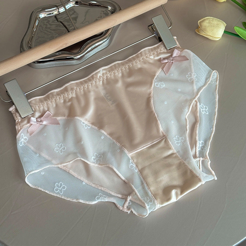 Women's Net Lace Underwear Silky Satin Trimeresurus Panties