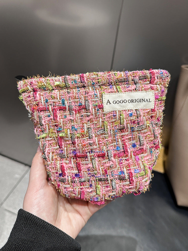 Sense Classic Style Clutch Woven Bright Silk Sanitary Makeup Bag