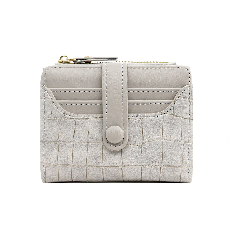 Women's Korean Crocodile Pattern Short Thin Large Ladies Wallet