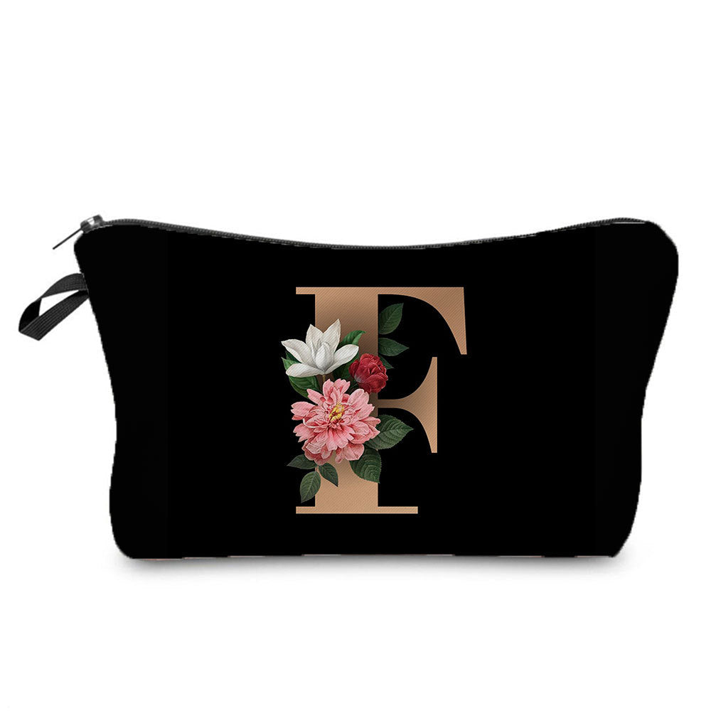 Gold Letter Printing Portable Toiletry Storage Cosmetic Bags
