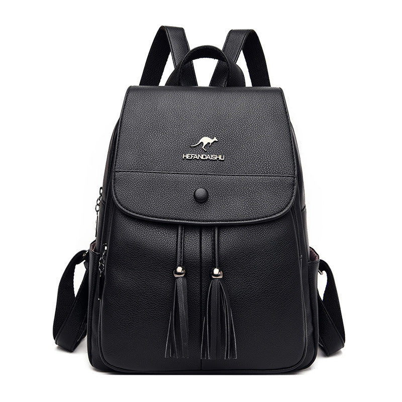 Women's Female Versatile Large Capacity Soft Leather Backpacks