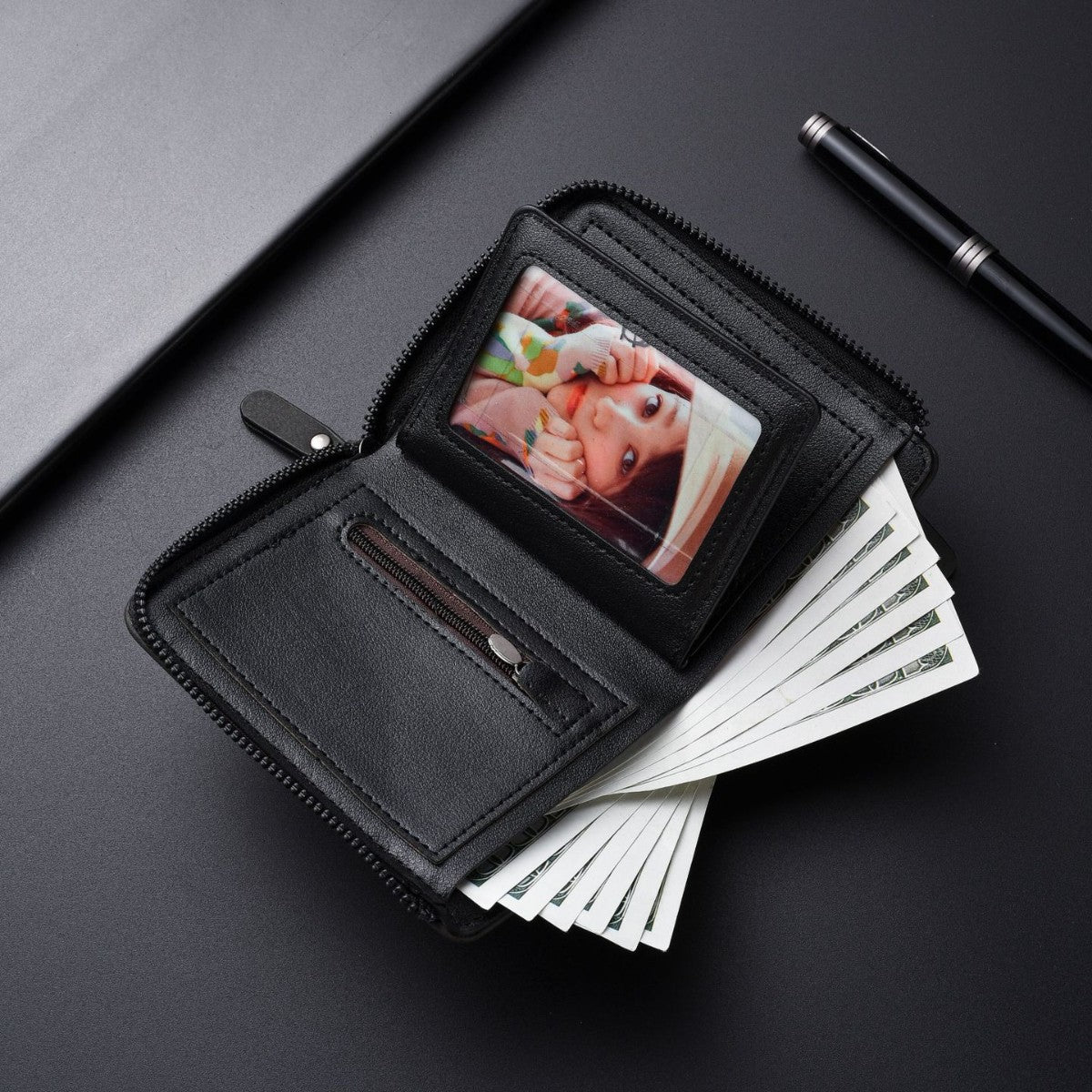 Men's Zipper Multiple Slots Large Capacity Cool Multifunctional Men's Wallet