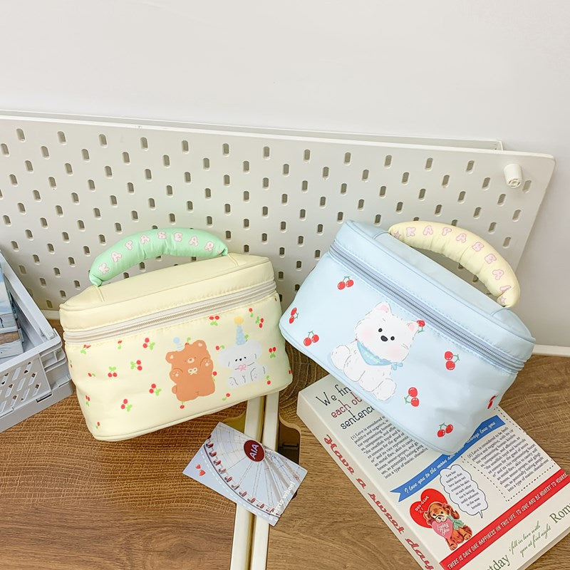 Women's Convenient Style Simple Fashion Portable Cartoon Bear Printed Cosmetic Bags