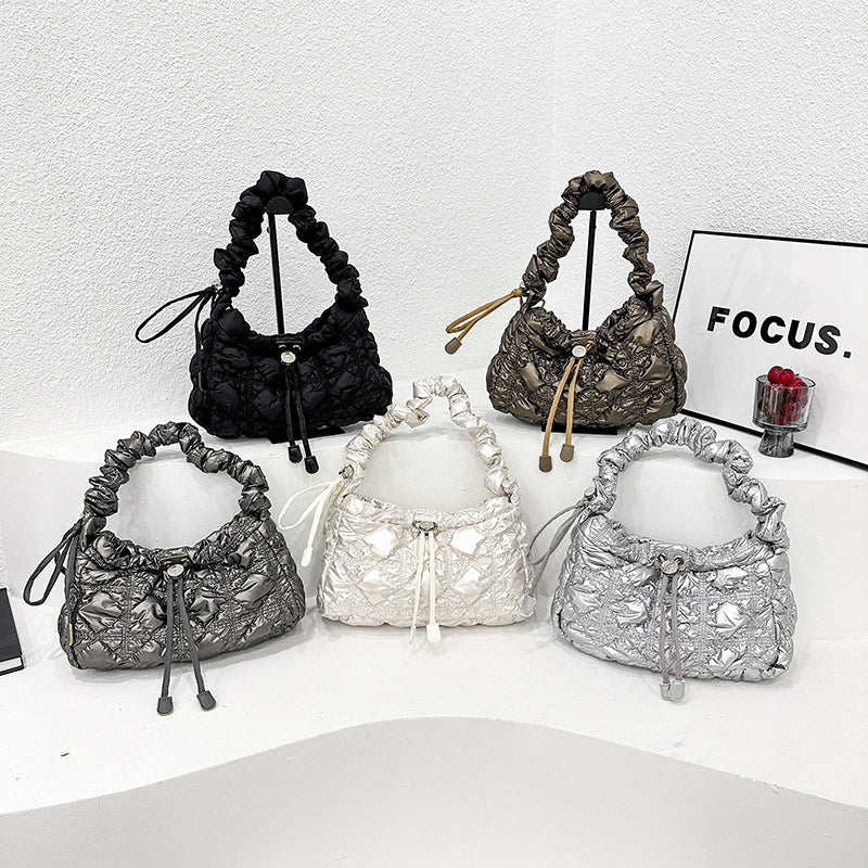 Women's Popular Underarm Stylish Lightweight Idle Style Pleated Cloud Large Bags