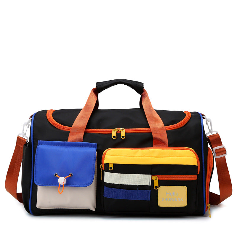 Versatile Contrast Color Fashion Portable Large Travel Bags