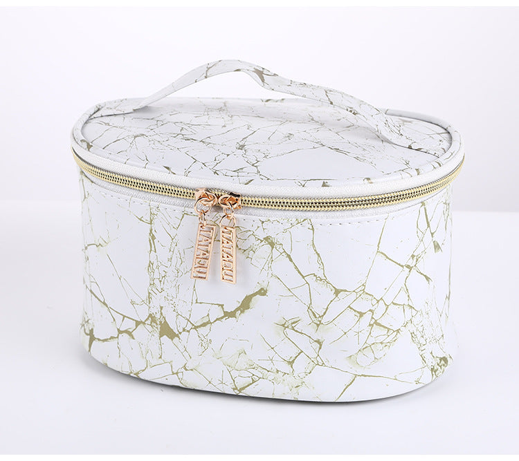 Women's Gray Marble Storage Waterproof Portable Toiletry Travel Bags