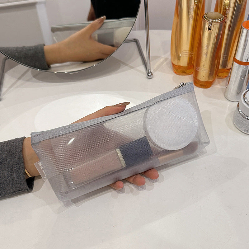 Triangle Mesh Portable Clear Eyebrow Pencil Brush Mini Makeup Bag