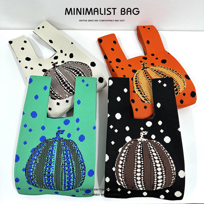 Women's Pumpkin Knitted For Versatile Large Capacity Handbags