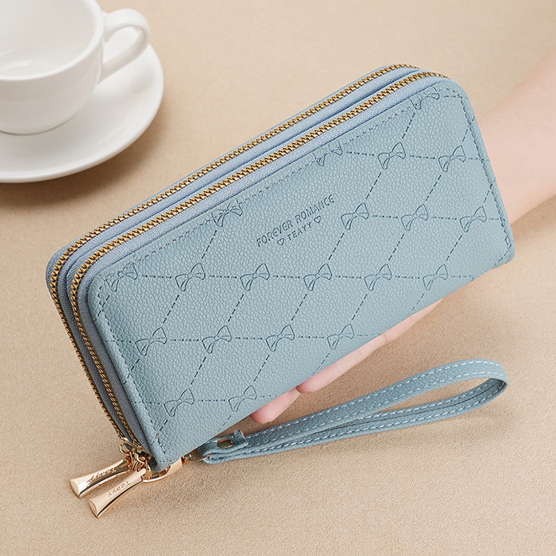 Women's Long Double Layer Zipper Fashion Bow Ladies Wallets
