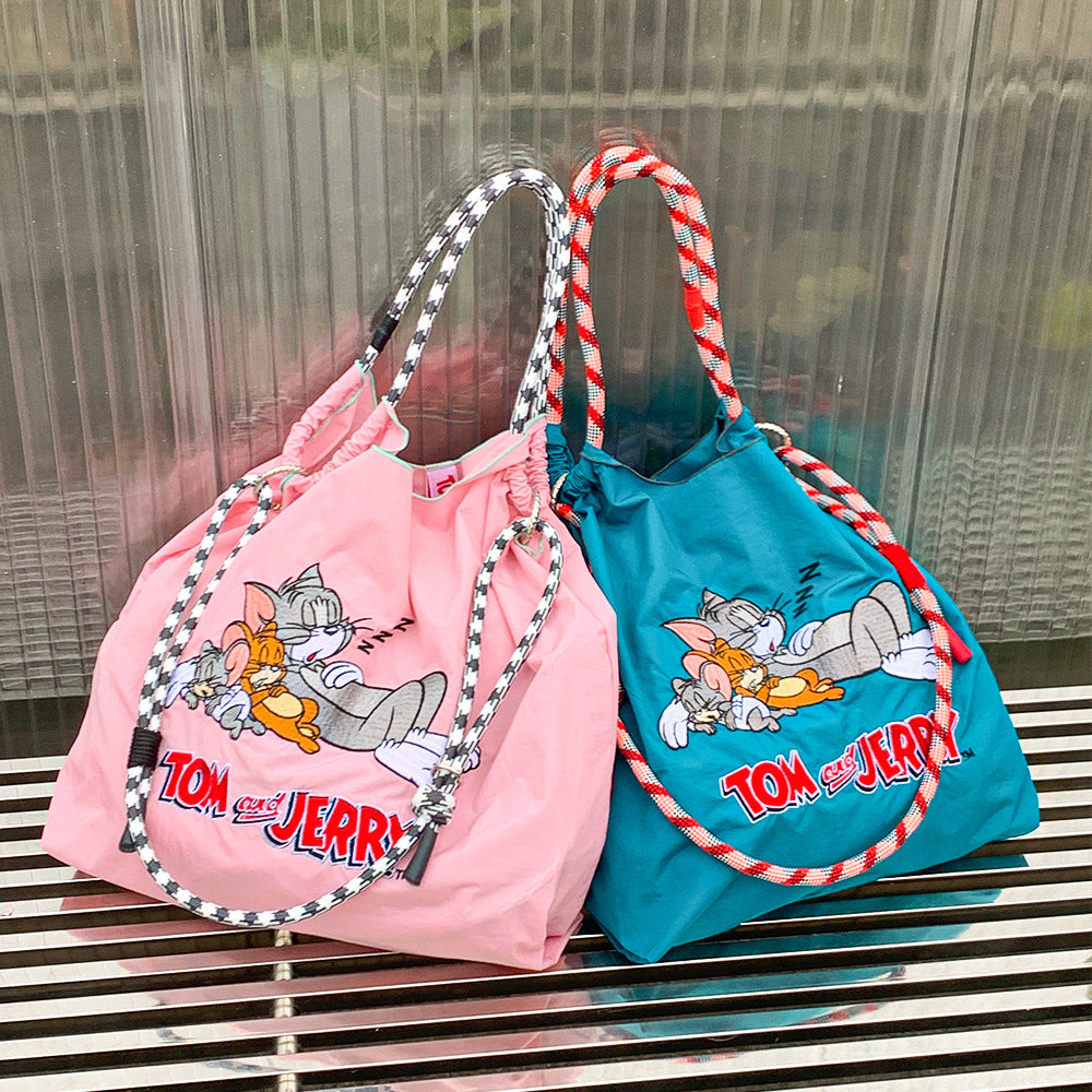 Authorized Embroidered Shopping Female Cartoon Fashion Portable Shoulder Bags