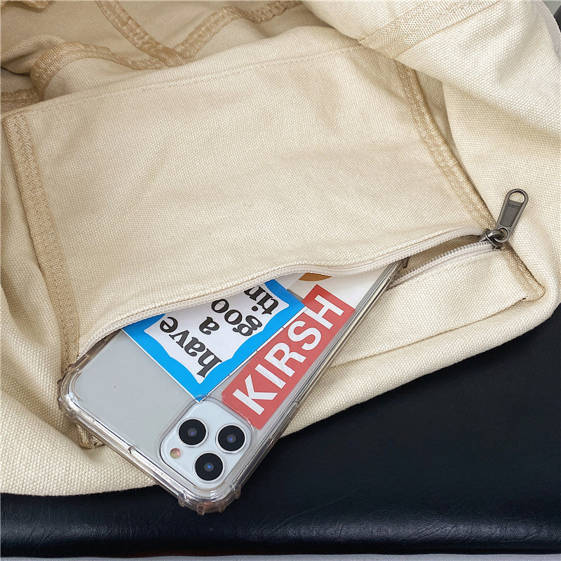 Women's Idle Style Washed Canvas Artistic Green Shoulder Bags