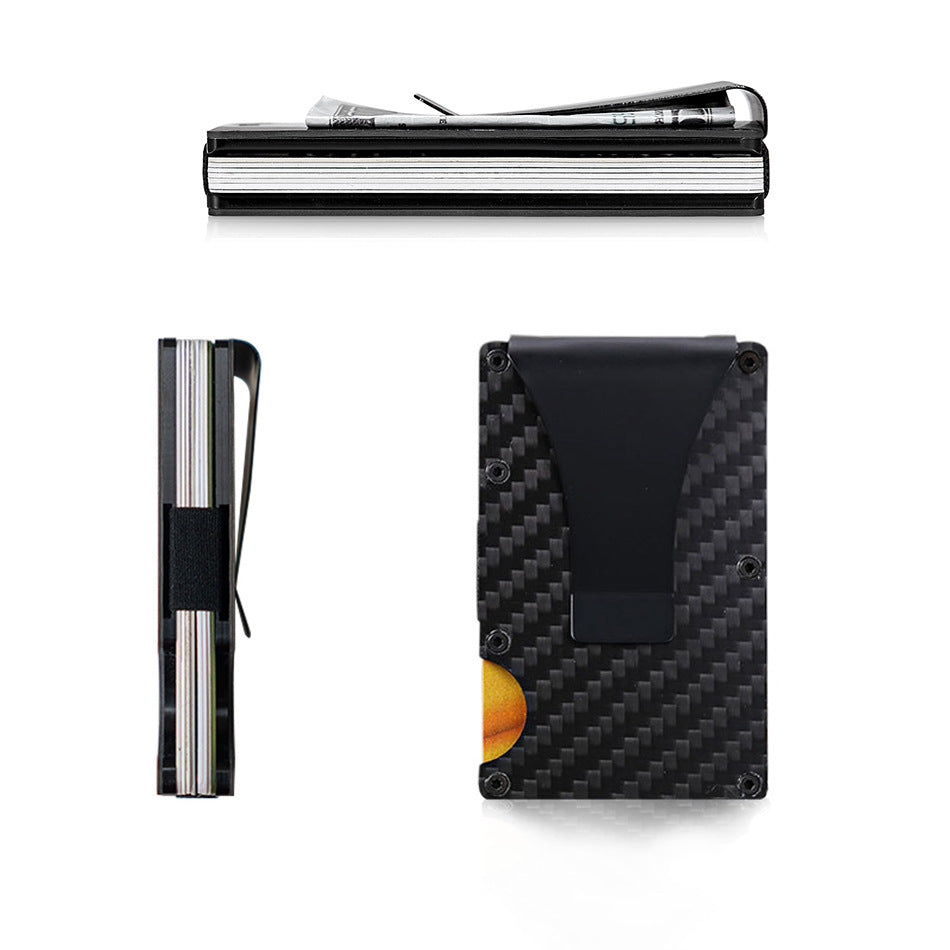 Men's Carbon Fiber Swiping Metal Clamp Simplicity Card Holder