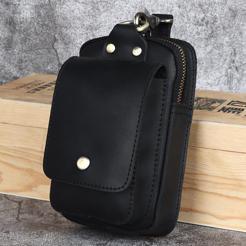 Men's Crazy Horse Leather Genuine Retro Leisure First Layer Men's Waist Packs