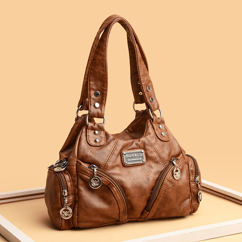Women's Summer Retro Motorcycle Fashion Solid Color Crossbody Bags